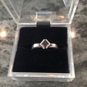 Sterling Angular Ring with Brown Red Stone Sz 9.5